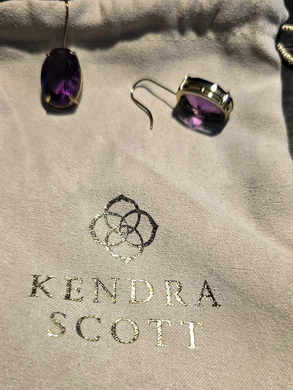 Kendra Scott Dani Drop Earrings Purple & Gold